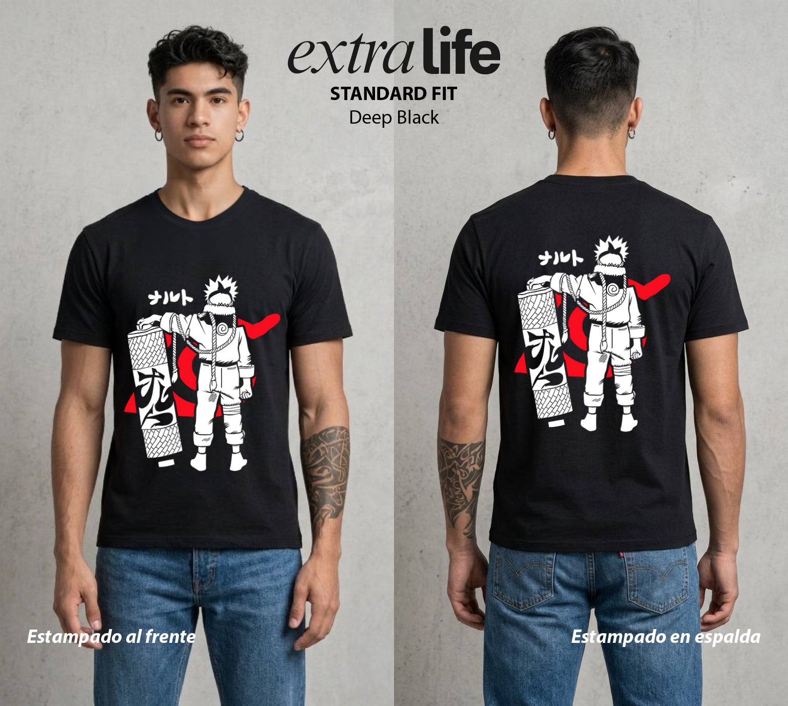 La Aldea Oculta | El Niño del Amor #02714 - Playera Standard Fit | Deep Black - Foto en modelo