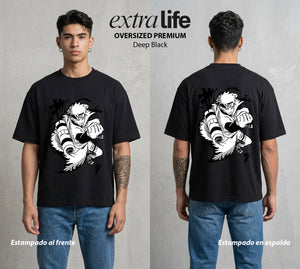 La Aldea Oculta | Poder del Chakra Zorro #02715 - Playera Oversized Premium | Deep Black - Foto en modelo