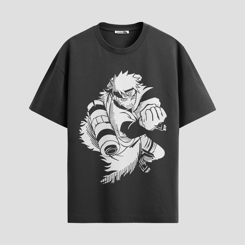 Playera urbana de anime y gaming ExtraLife MX, corte Standard Fit unisex ligero y transpirable en color Deep Black y Pure White, ropa de uso diario para gym y casual.