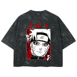 Playera streetwear premium de anime y gaming ExtraLife MX, corte boxy deluxe mineral wash heavyweight en color Acid Wash, moda urbana mexicana de culto.