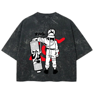 Playera streetwear premium de anime y gaming ExtraLife MX, corte boxy deluxe mineral wash heavyweight en color Acid Wash, moda urbana mexicana de culto.