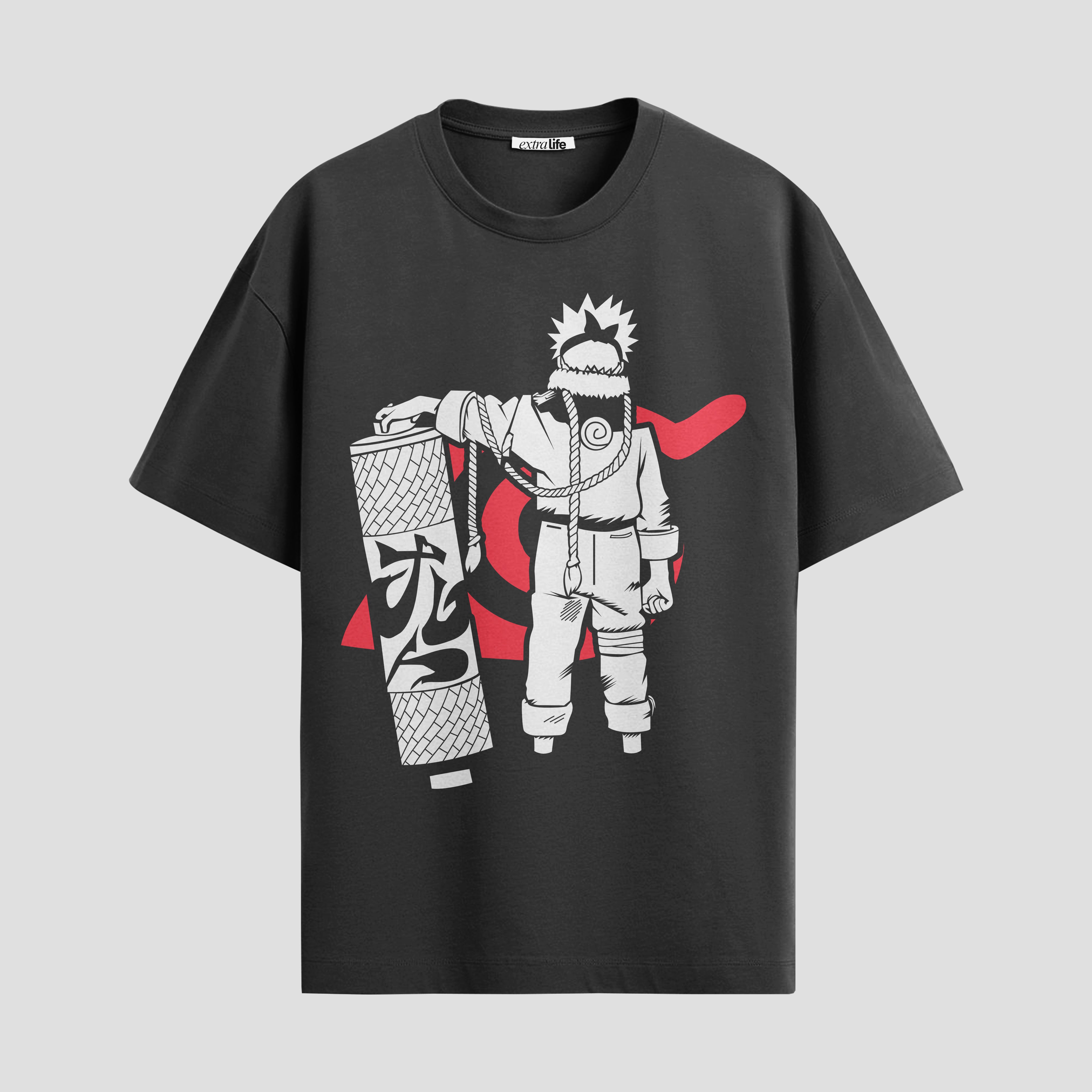 Playera urbana de anime y gaming ExtraLife MX, corte Standard Fit unisex ligero y transpirable en color Deep Black y Pure White, ropa de uso diario para gym y casual.