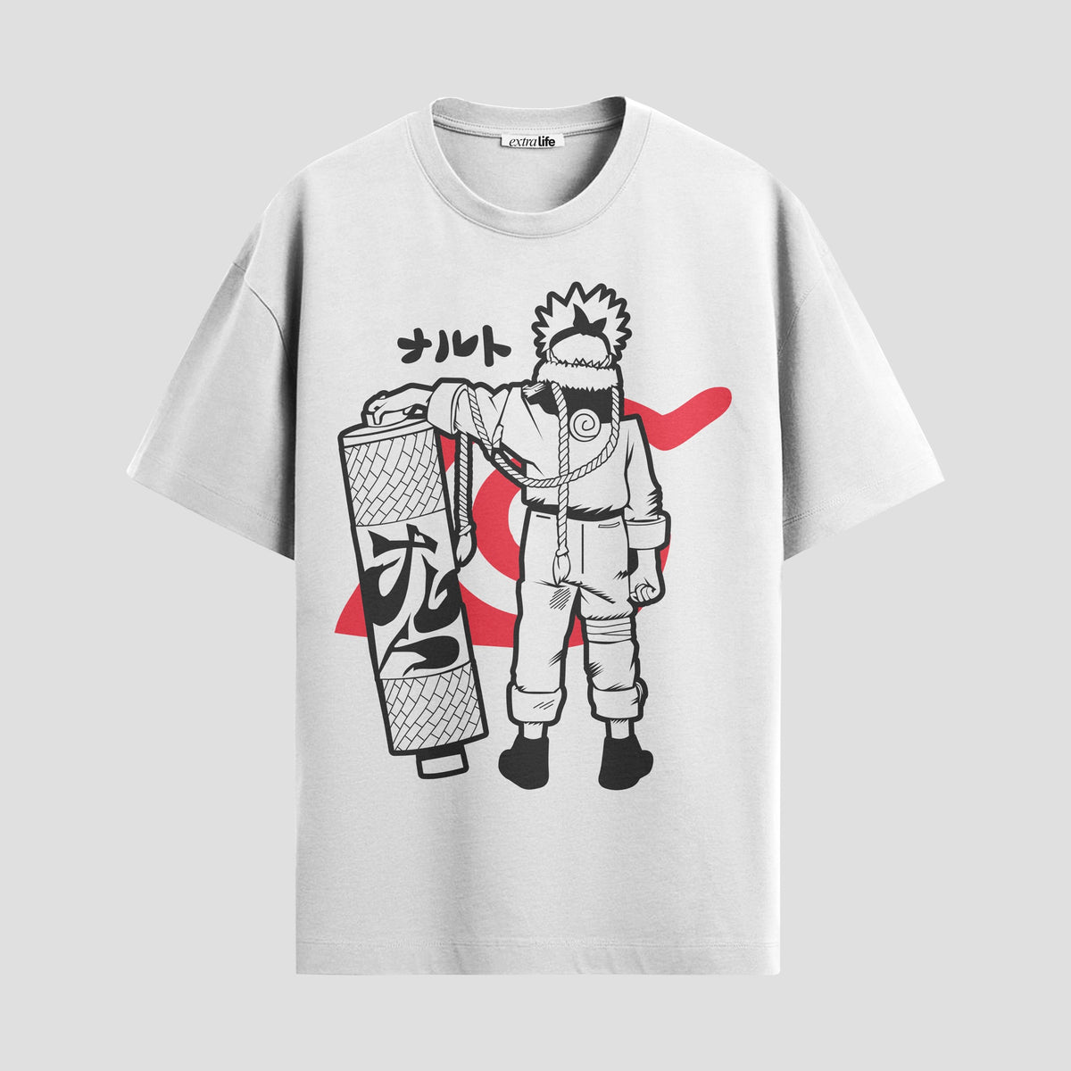 Playera urbana de anime y gaming ExtraLife MX, corte Classic Premium unisex ligero y transpirable en color Deep Black y Pure White, ropa de uso diario para gym y casual.