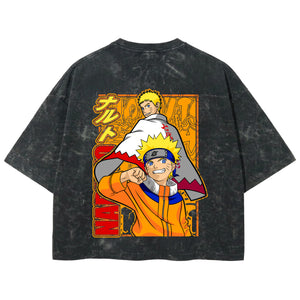 Playera streetwear premium de anime y gaming ExtraLife MX, corte boxy deluxe mineral wash heavyweight en color Acid Wash, moda urbana mexicana de culto.