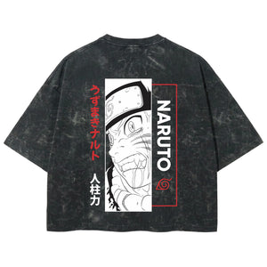 Playera streetwear premium de anime y gaming ExtraLife MX, corte boxy deluxe mineral wash heavyweight en color Acid Wash, moda urbana mexicana de culto.