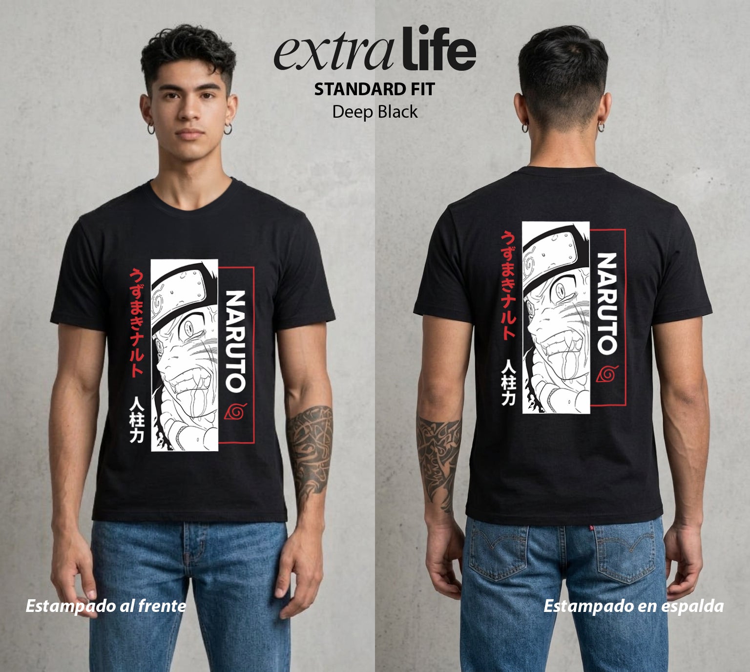 La Aldea Oculta | El Hokage del Futuro #02719 - Playera Standard Fit | Deep Black - Foto en modelo