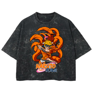 Playera streetwear premium de anime y gaming ExtraLife MX, corte boxy deluxe mineral wash heavyweight en color Acid Wash, moda urbana mexicana de culto.