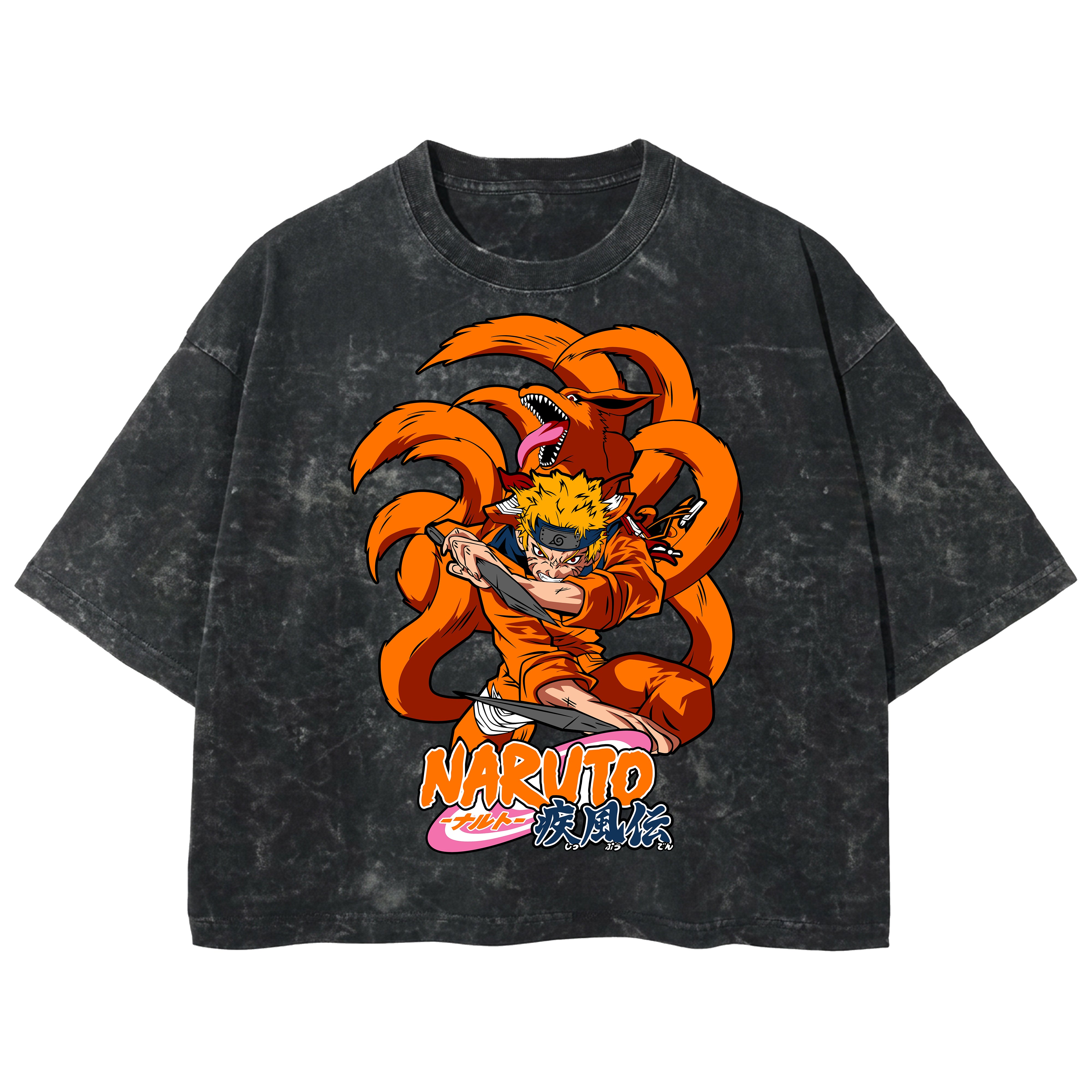 Playera streetwear premium de anime y gaming ExtraLife MX, corte boxy deluxe mineral wash heavyweight en color Acid Wash, moda urbana mexicana de culto.
