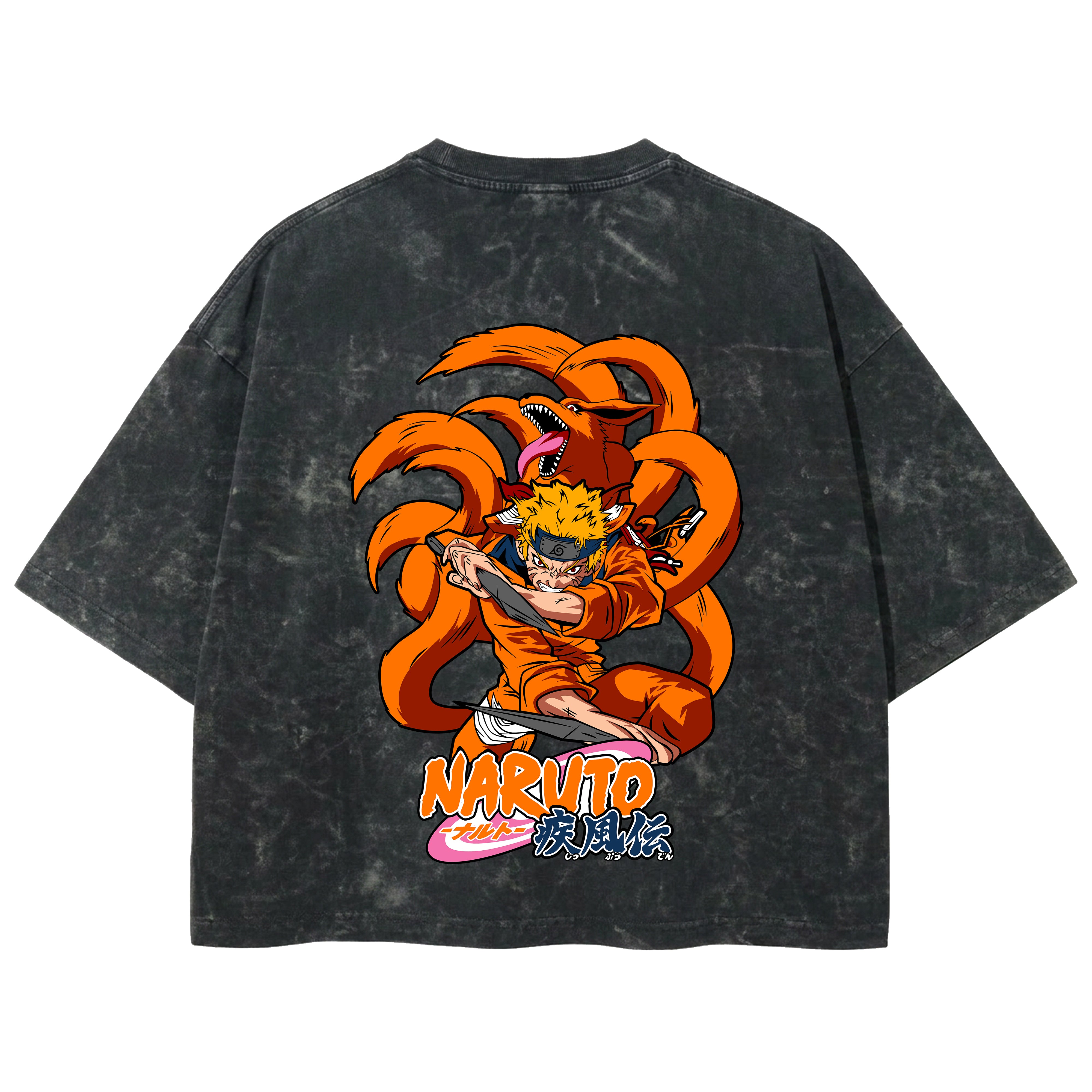 Playera streetwear premium de anime y gaming ExtraLife MX, corte boxy deluxe mineral wash heavyweight en color Acid Wash, moda urbana mexicana de culto.