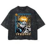 Playera streetwear premium de anime y gaming ExtraLife MX, corte boxy deluxe mineral wash heavyweight en color Acid Wash, moda urbana mexicana de culto.