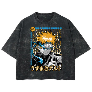Playera streetwear premium de anime y gaming ExtraLife MX, corte boxy deluxe mineral wash heavyweight en color Acid Wash, moda urbana mexicana de culto.