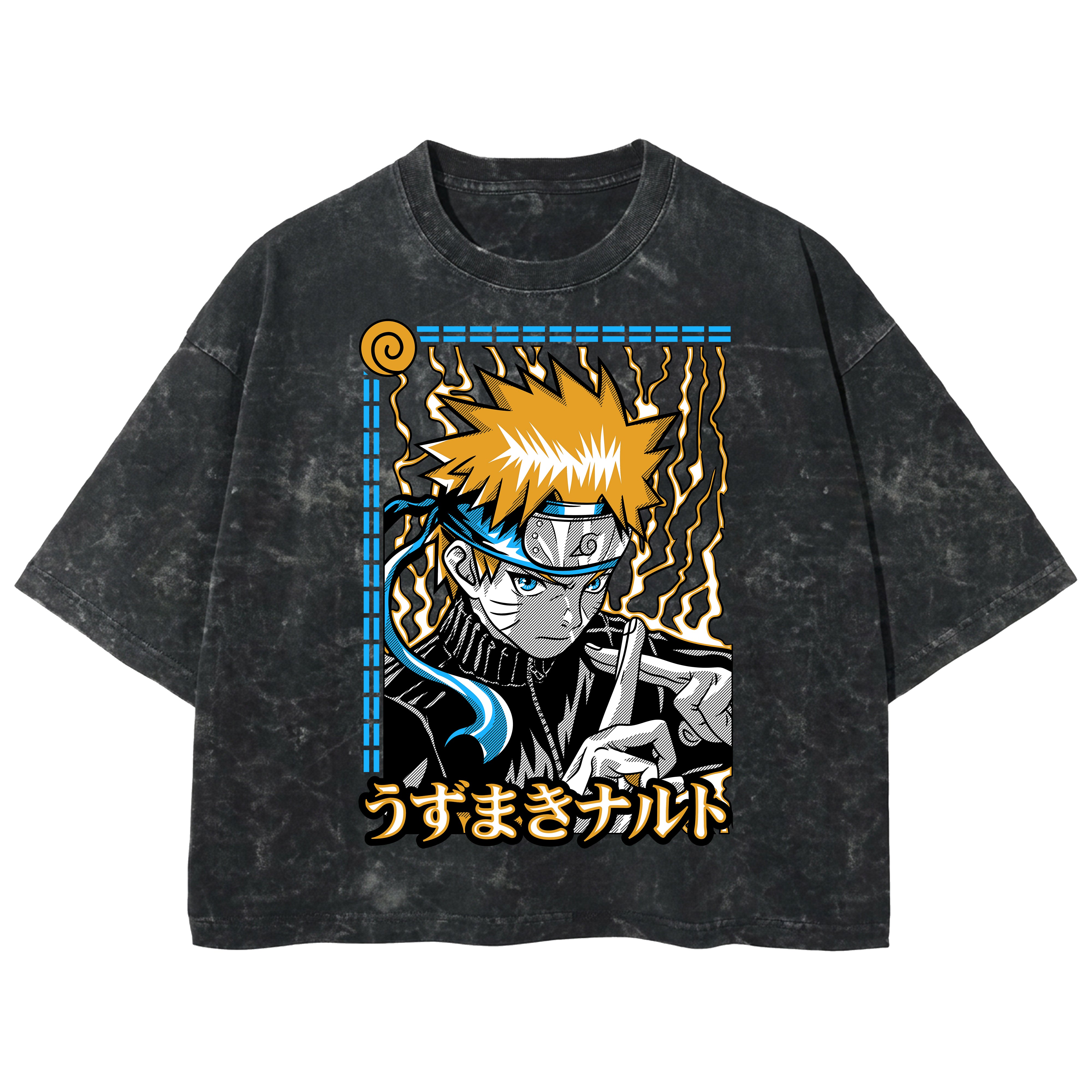 Playera streetwear premium de anime y gaming ExtraLife MX, corte boxy deluxe mineral wash heavyweight en color Acid Wash, moda urbana mexicana de culto.