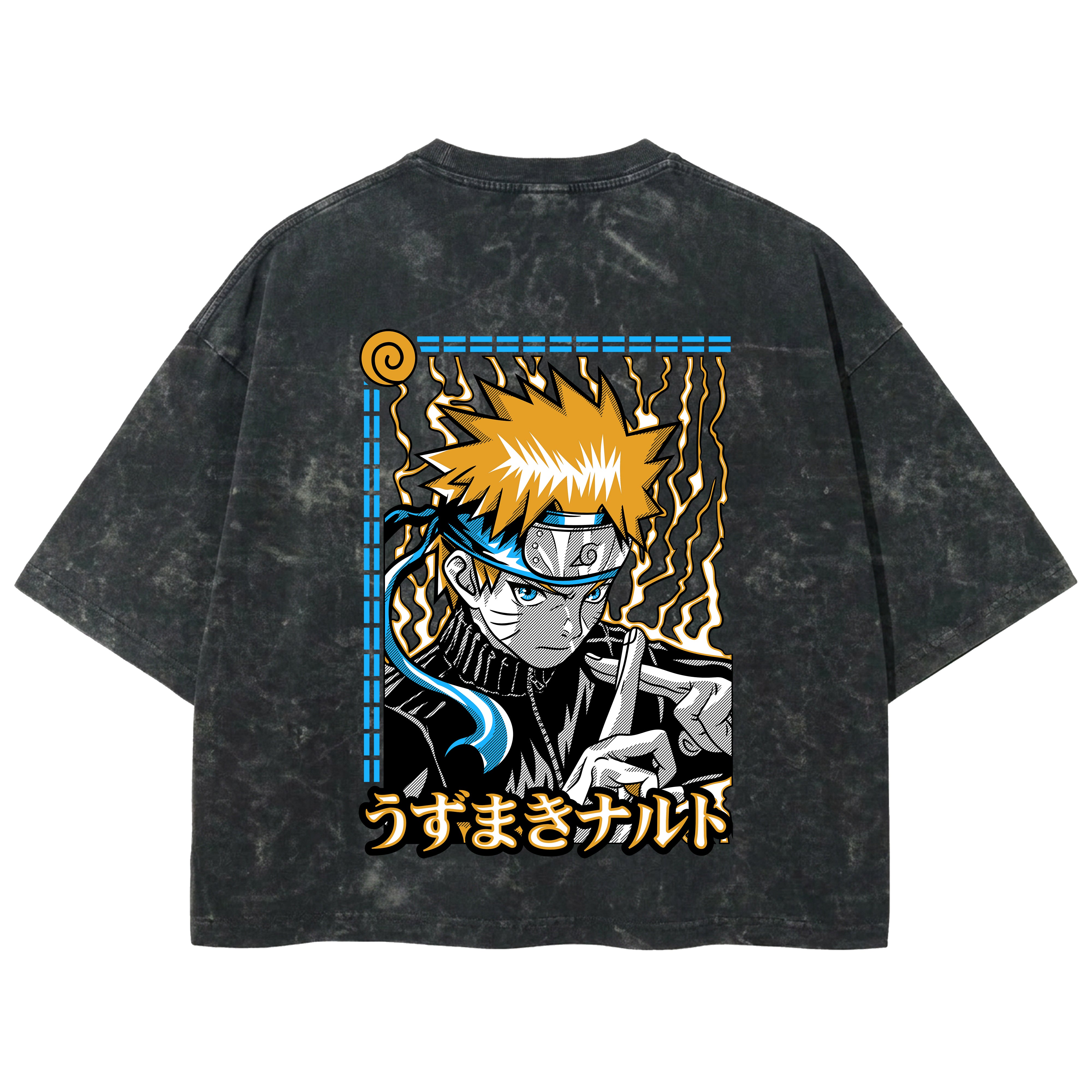 Playera streetwear premium de anime y gaming ExtraLife MX, corte boxy deluxe mineral wash heavyweight en color Acid Wash, moda urbana mexicana de culto.