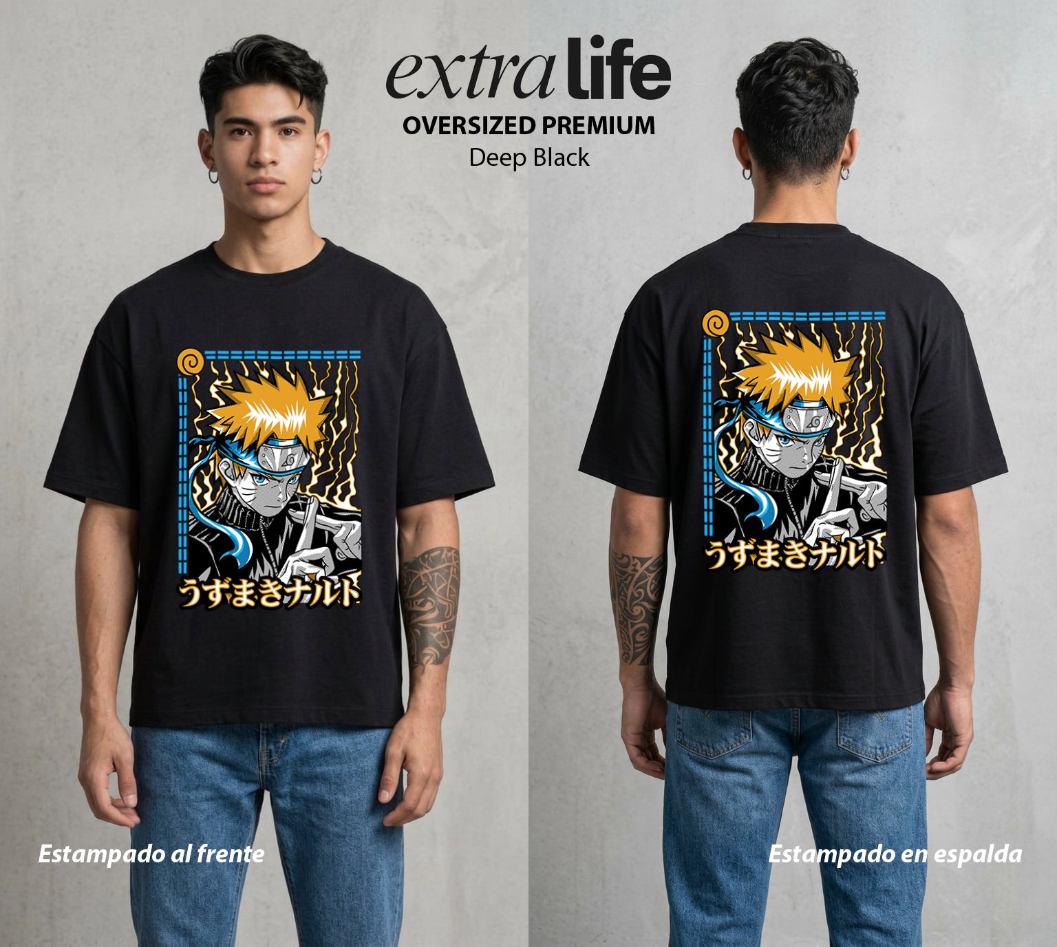 La Aldea Oculta | El Niño del Amor #02721 - Playera Oversized Premium | Deep Black - Foto en modelo