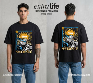 La Aldea Oculta | El Niño del Amor #02721 - Playera Oversized Premium | Deep Black - Foto en modelo