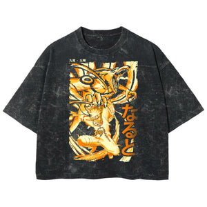 Playera streetwear premium de anime y gaming ExtraLife MX, corte boxy deluxe mineral wash heavyweight en color Acid Wash, moda urbana mexicana de culto.