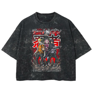 Playera streetwear premium de anime y gaming ExtraLife MX, corte boxy deluxe mineral wash heavyweight en color Acid Wash, moda urbana mexicana de culto.