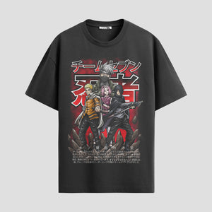 Playera urbana de anime y gaming ExtraLife MX, corte Standard Fit unisex ligero y transpirable en color Deep Black y Pure White, ropa de uso diario para gym y casual.