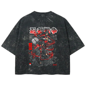 Playera streetwear premium de anime y gaming ExtraLife MX, corte boxy deluxe mineral wash heavyweight en color Acid Wash, moda urbana mexicana de culto.