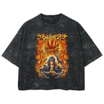 Playera streetwear premium de anime y gaming ExtraLife MX, corte boxy deluxe mineral wash heavyweight en color Acid Wash, moda urbana mexicana de culto.