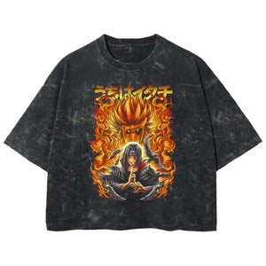Playera streetwear premium de anime y gaming ExtraLife MX, corte boxy deluxe mineral wash heavyweight en color Acid Wash, moda urbana mexicana de culto.