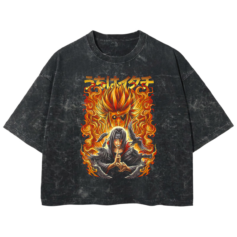 Playera streetwear premium de anime y gaming ExtraLife MX, corte boxy deluxe mineral wash heavyweight en color Acid Wash, moda urbana mexicana de culto.