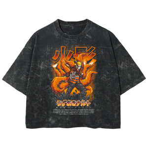 Playera streetwear premium de anime y gaming ExtraLife MX, corte boxy deluxe mineral wash heavyweight en color Acid Wash, moda urbana mexicana de culto.