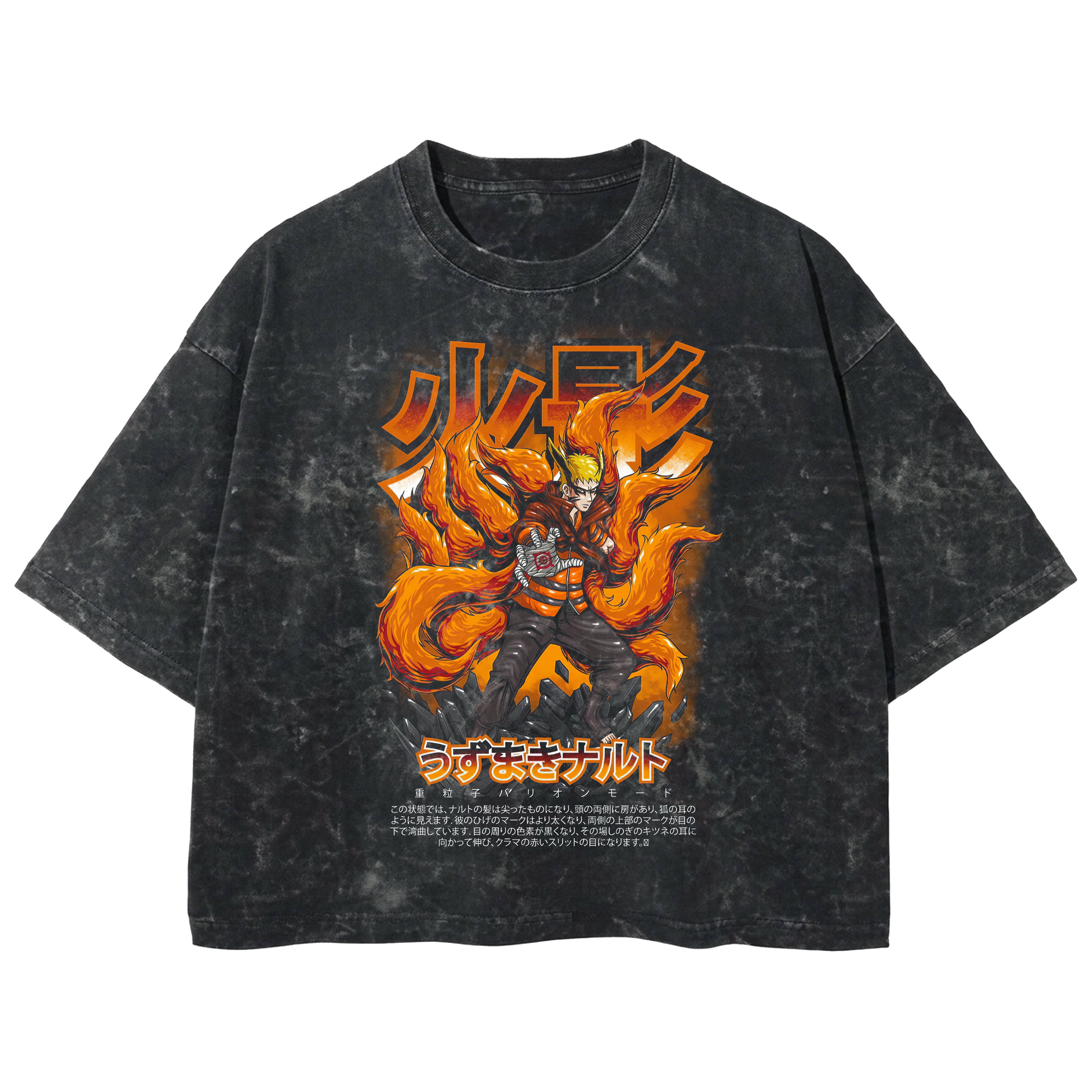 Playera streetwear premium de anime y gaming ExtraLife MX, corte boxy deluxe mineral wash heavyweight en color Acid Wash, moda urbana mexicana de culto.