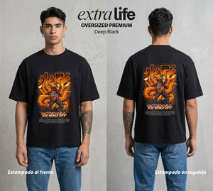 La Aldea Oculta | El Hokage del Futuro #02727 - Playera Oversized Premium | Deep Black - Foto en modelo
