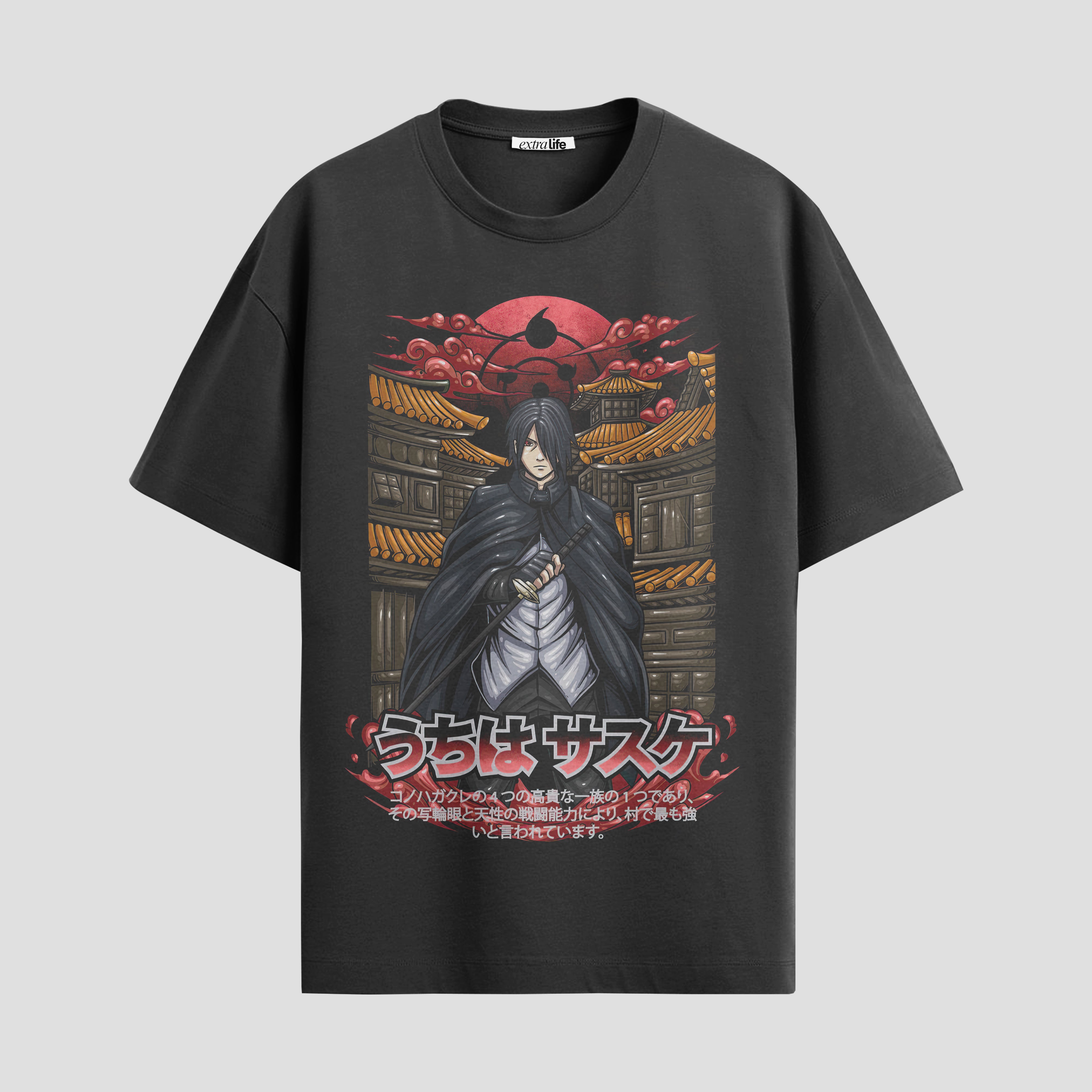 Playera urbana de anime y gaming ExtraLife MX, corte Standard Fit unisex ligero y transpirable en color Deep Black y Pure White, ropa de uso diario para gym y casual.