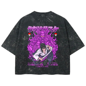 Playera streetwear premium de anime y gaming ExtraLife MX, corte boxy deluxe mineral wash heavyweight en color Acid Wash, moda urbana mexicana de culto.