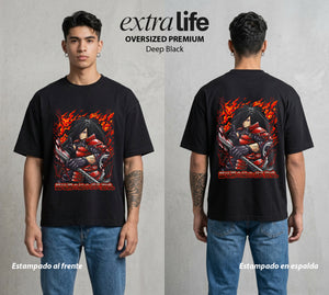 La Aldea Oculta | Ninja de la Hoja #02731 - Playera Oversized Premium | Deep Black - Foto en modelo