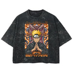 Playera streetwear premium de anime y gaming ExtraLife MX, corte boxy deluxe mineral wash heavyweight en color Acid Wash, moda urbana mexicana de culto.