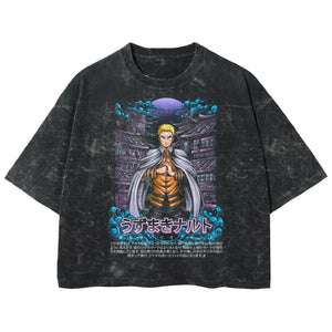 Playera streetwear premium de anime y gaming ExtraLife MX, corte boxy deluxe mineral wash heavyweight en color Acid Wash, moda urbana mexicana de culto.