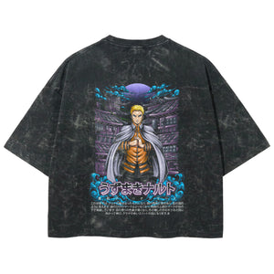 Playera streetwear premium de anime y gaming ExtraLife MX, corte boxy deluxe mineral wash heavyweight en color Acid Wash, moda urbana mexicana de culto.