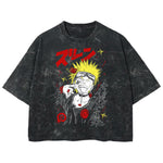 Playera streetwear premium de anime y gaming ExtraLife MX, corte boxy deluxe mineral wash heavyweight en color Acid Wash, moda urbana mexicana de culto.