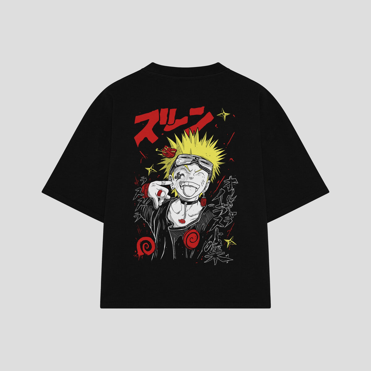 Playera streetwear premium de anime y gaming ExtraLife MX, corte oversized drop shoulder ligero y fresco en color Deep Black y Off-White, moda urbana mexicana de culto.