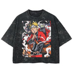 Playera streetwear premium de anime y gaming ExtraLife MX, corte boxy deluxe mineral wash heavyweight en color Acid Wash, moda urbana mexicana de culto.