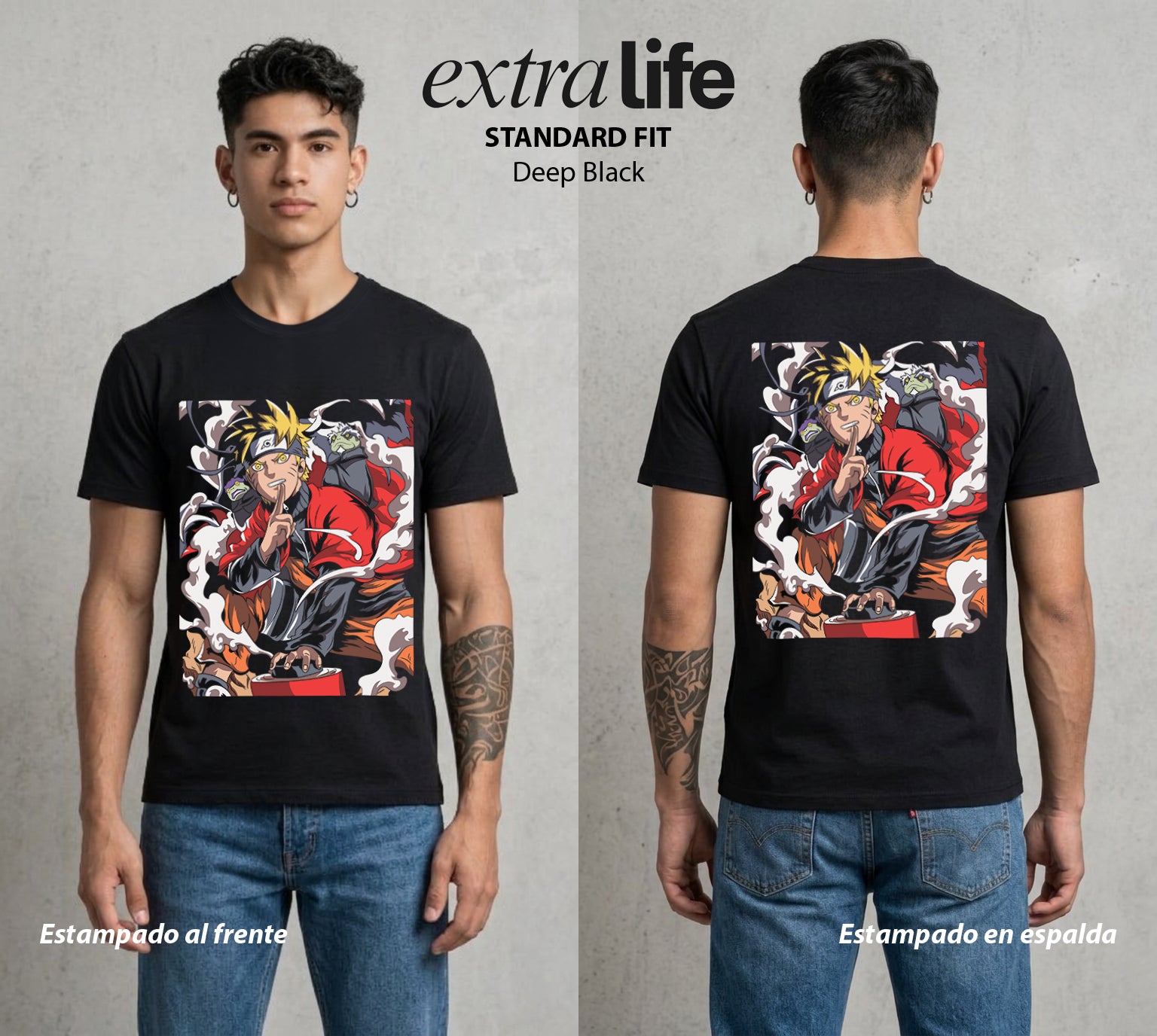 La Aldea Oculta | Ninja de la Hoja #02738 - Playera Standard Fit | Deep Black - Foto en modelo