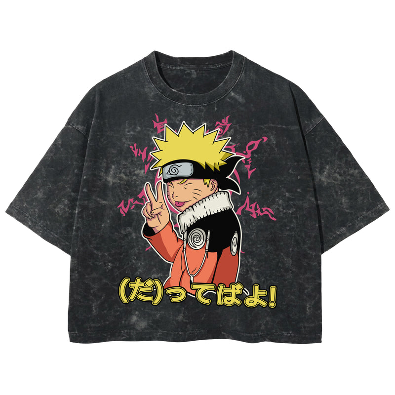 Playera streetwear premium de anime y gaming ExtraLife MX, corte boxy deluxe mineral wash heavyweight en color Acid Wash, moda urbana mexicana de culto.