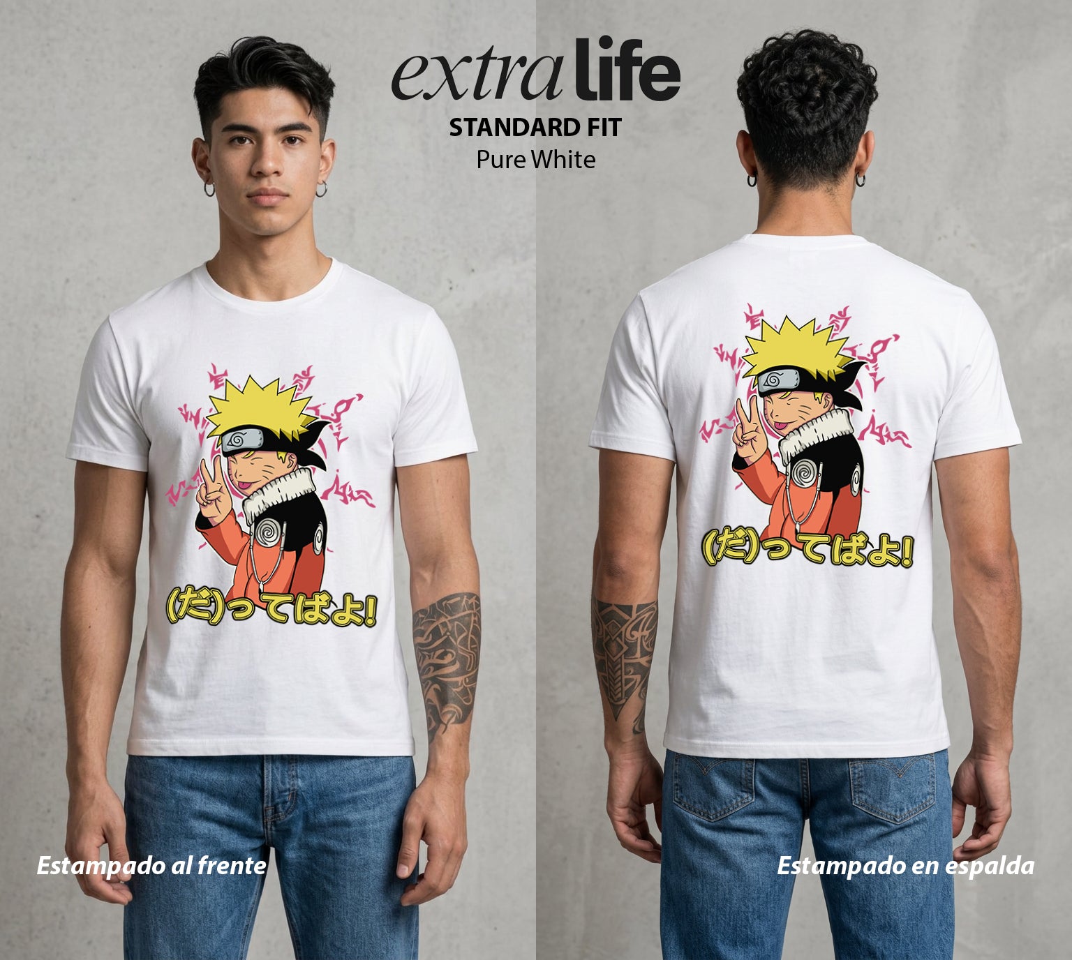 La Aldea Oculta | Spiritu del Zorro #02739 - Playera Standard Fit | Pure White - Foto en modelo