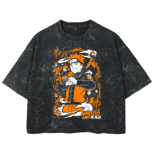 Playera streetwear premium de anime y gaming ExtraLife MX, corte boxy deluxe mineral wash heavyweight en color Acid Wash, moda urbana mexicana de culto.