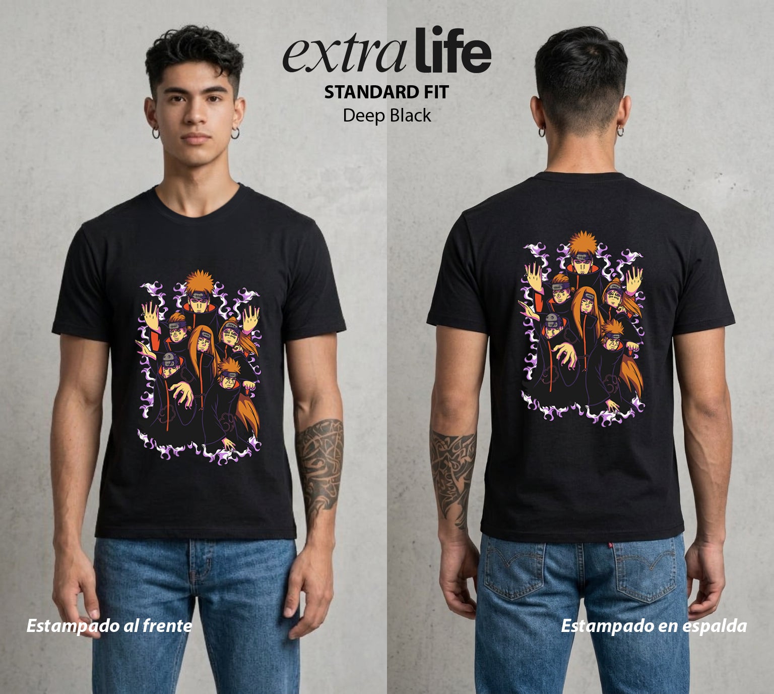 La Aldea Oculta | Zorro de Nueve Colas #02741 - Playera Standard Fit | Deep Black - Foto en modelo