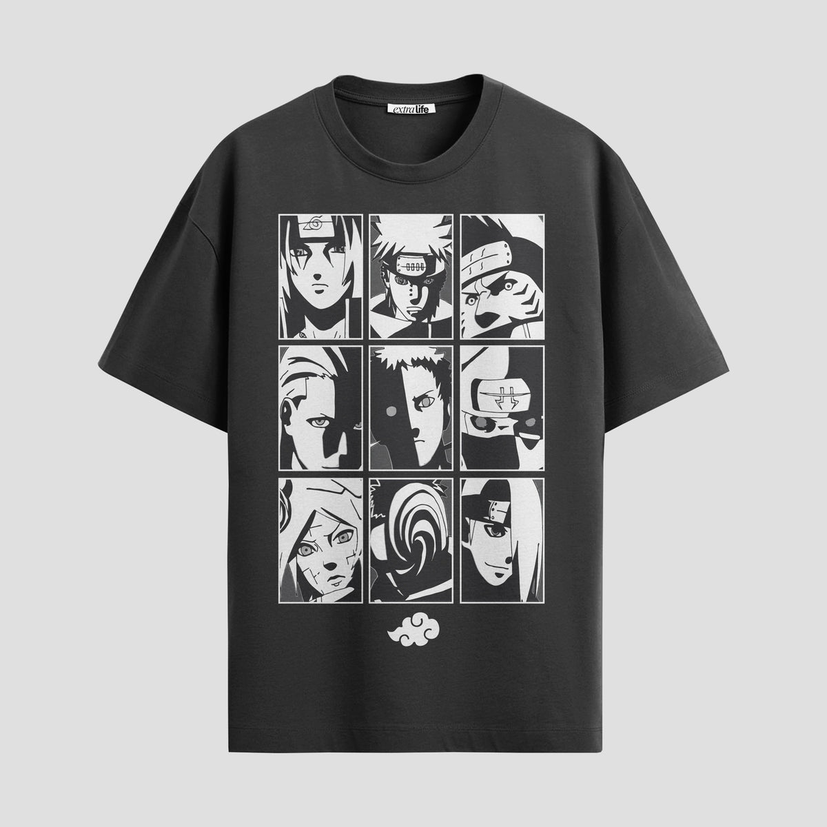Playera urbana de anime y gaming ExtraLife MX, corte Classic Premium unisex ligero y transpirable en color Deep Black y Pure White, ropa de uso diario para gym y casual.