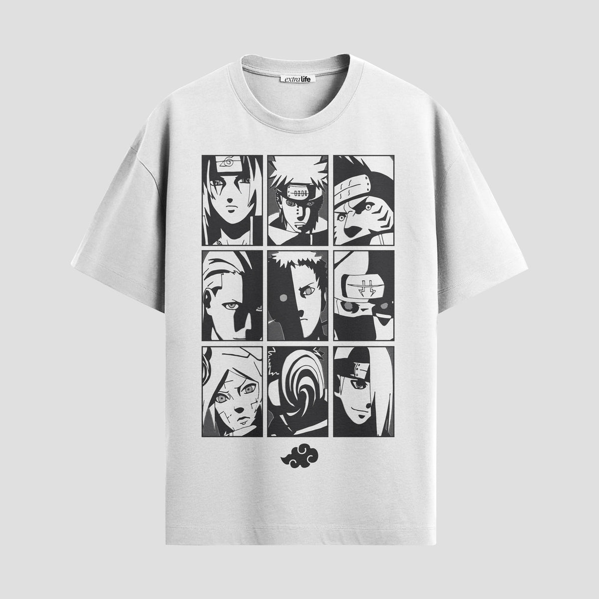 Playera urbana de anime y gaming ExtraLife MX, corte Classic Premium unisex ligero y transpirable en color Deep Black y Pure White, ropa de uso diario para gym y casual.