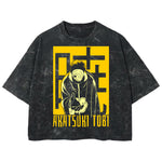 Playera streetwear premium de anime y gaming ExtraLife MX, corte boxy deluxe mineral wash heavyweight en color Acid Wash, moda urbana mexicana de culto.
