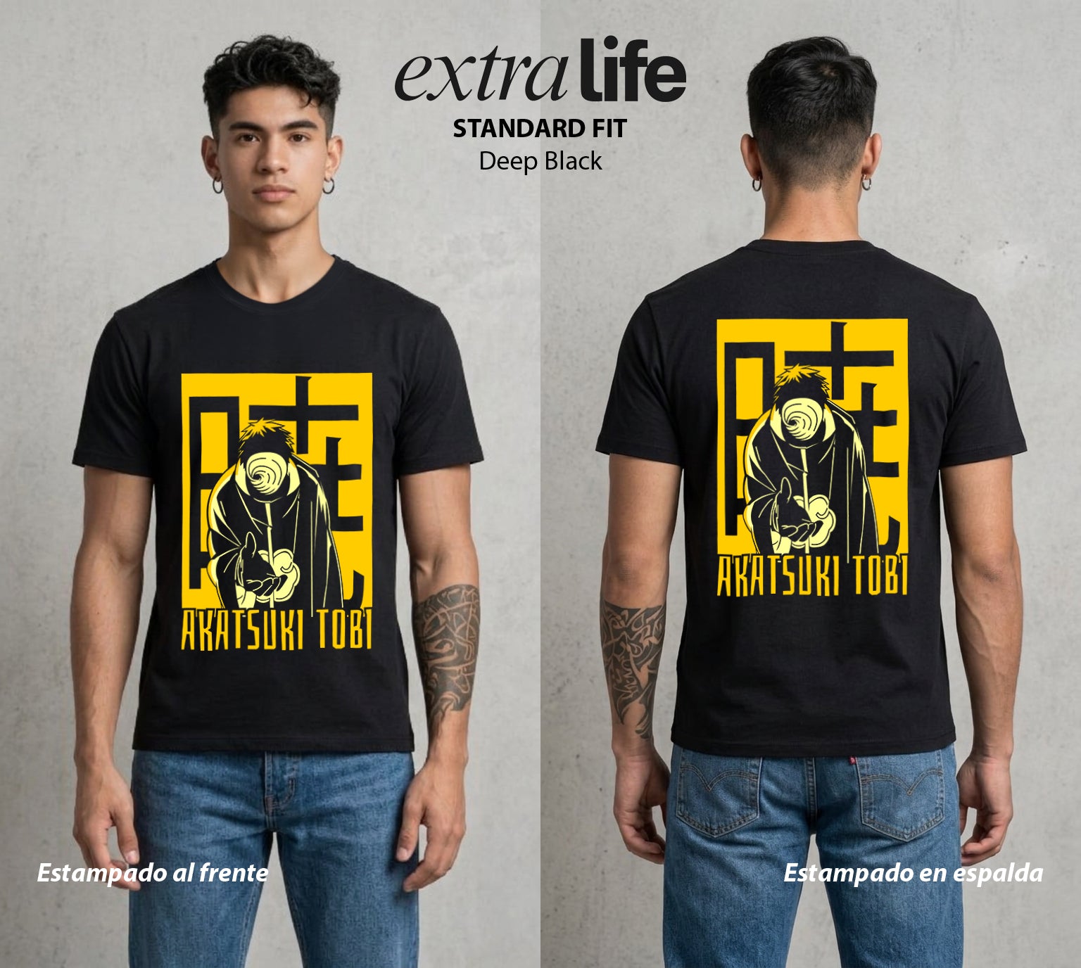 La Aldea Oculta | Zorro de Nueve Colas #02747 - Playera Standard Fit | Deep Black - Foto en modelo