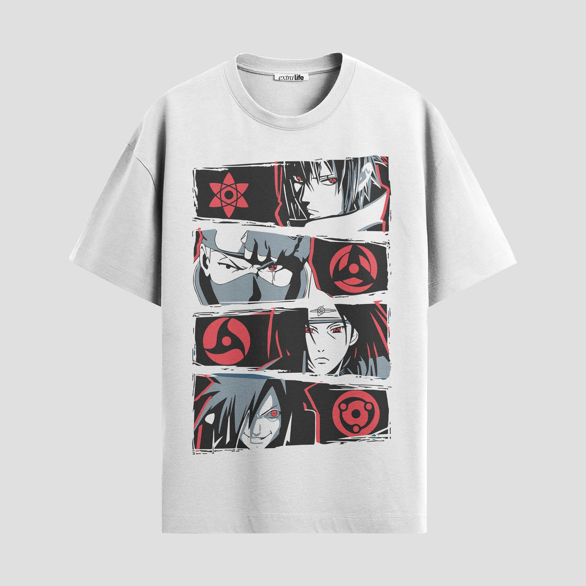 Playera urbana de anime y gaming ExtraLife MX, corte Classic Premium unisex ligero y transpirable en color Deep Black y Pure White, ropa de uso diario para gym y casual.
