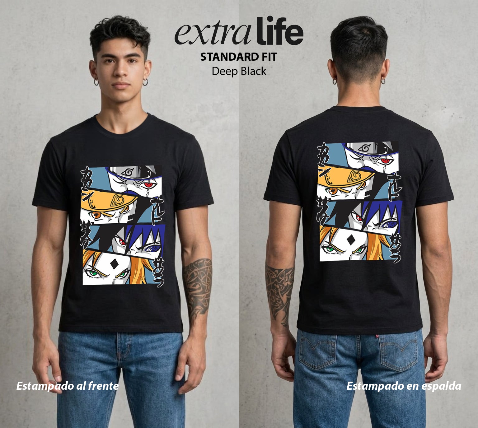 La Aldea Oculta | El Hokage del Futuro #02751 - Playera Standard Fit | Deep Black - Foto en modelo