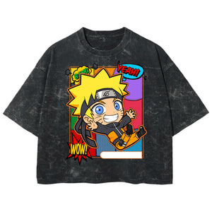Playera streetwear premium de anime y gaming ExtraLife MX, corte boxy deluxe mineral wash heavyweight en color Acid Wash, moda urbana mexicana de culto.